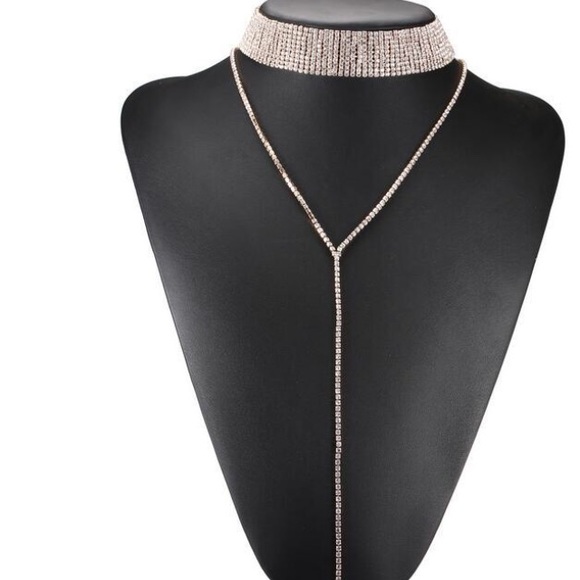 Stunning Diamond Choker with Drop Chain - Picture 4 of 7